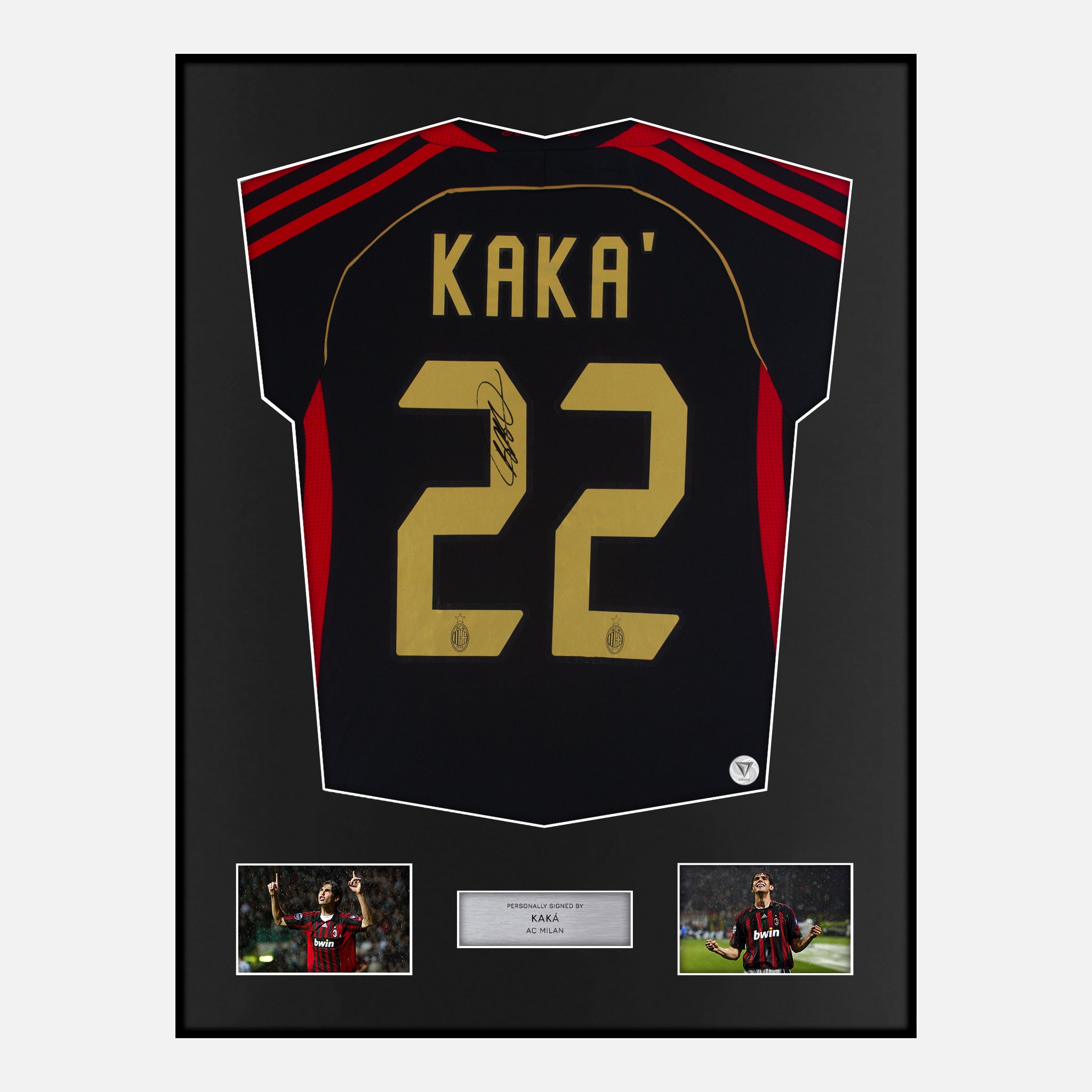 Maillot AC Milan Extérieur 2007 - Kaká Dédicacé, Neuf, Légende Brésil