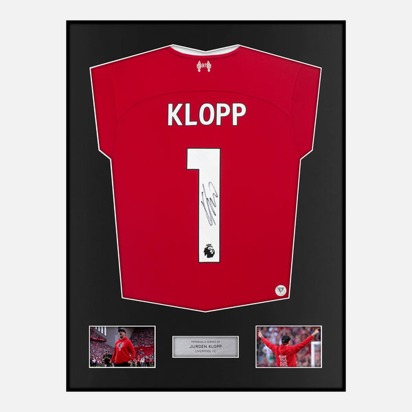 Framed Signed Jurgen Klopp Liverpool Shirt 2023-24 Home [Classic]