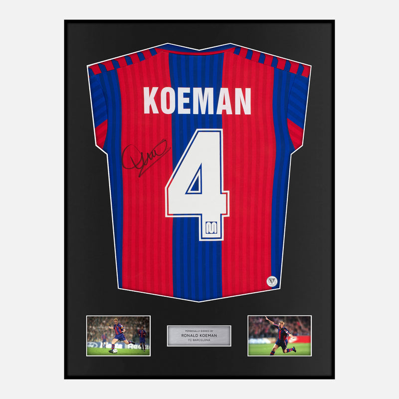 Framed Ronald Koeman Signed Barcelona Shirt 1991-92 Home [Modern]