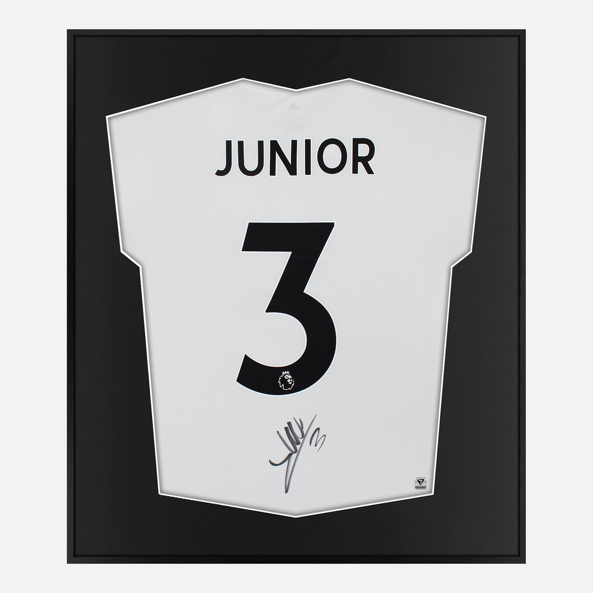 Framed Junior Firpo Signed Leeds United Shirt [Lite] — Authentic signature with NFC and COA | The Vault