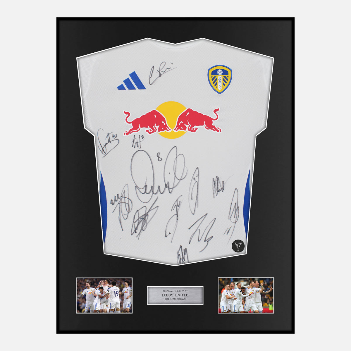 Framed Squad Signed Leeds United Shirt 2025-26 Home [Classic] — Classic framed signed Leeds United shirt | The Vault
