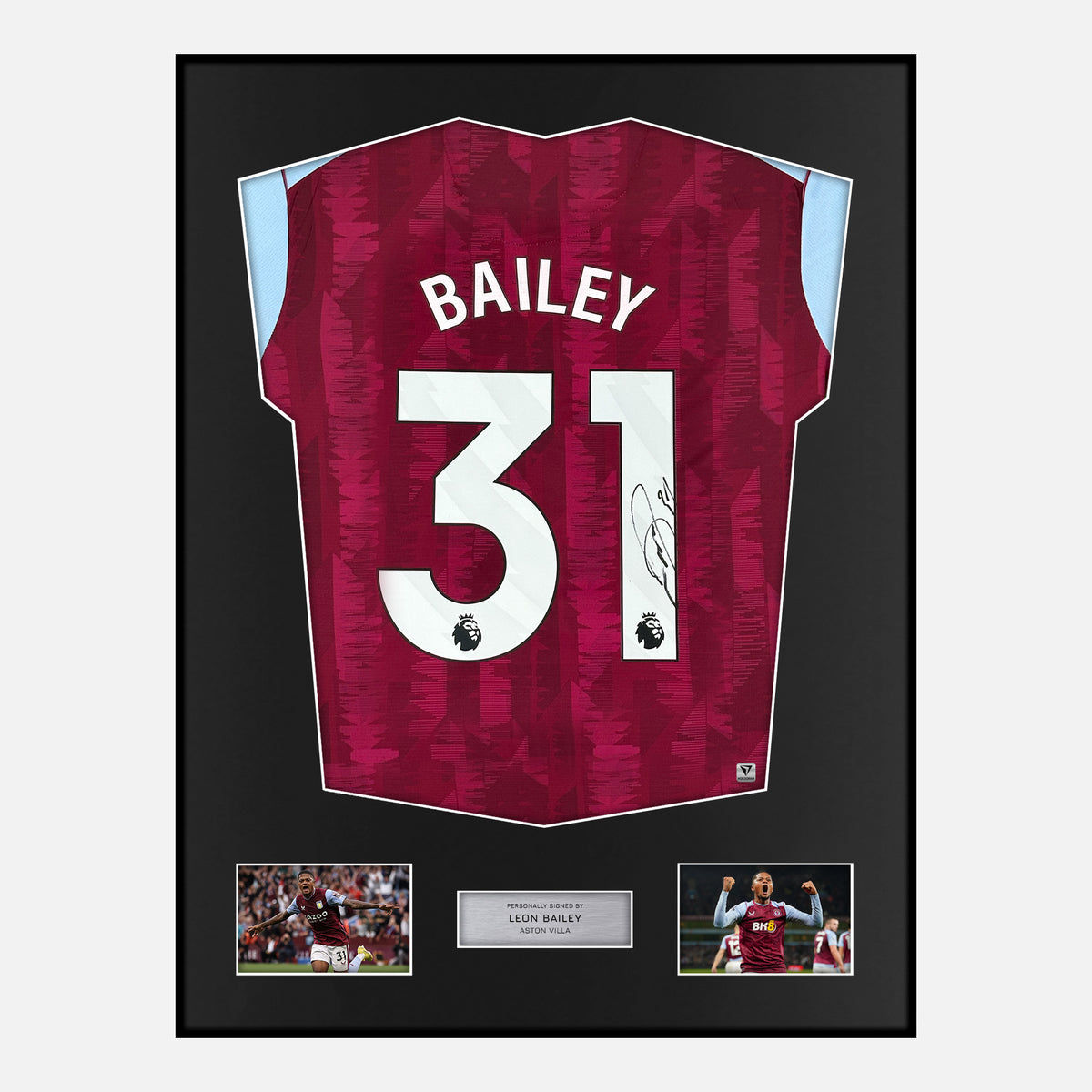 Framed Leon Bailey Signed Aston Villa Shirt 2023-24 Home [Classic] — Verified autograph with NFC and certificate | The Vault