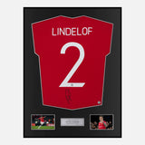 Framed Victor Lindelof Signed Manchester United Shirt Home 2022-23 [Modern]