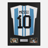 Framed Lionel Messi Signed Argentina Shirt 2022 World Cup [Classic]