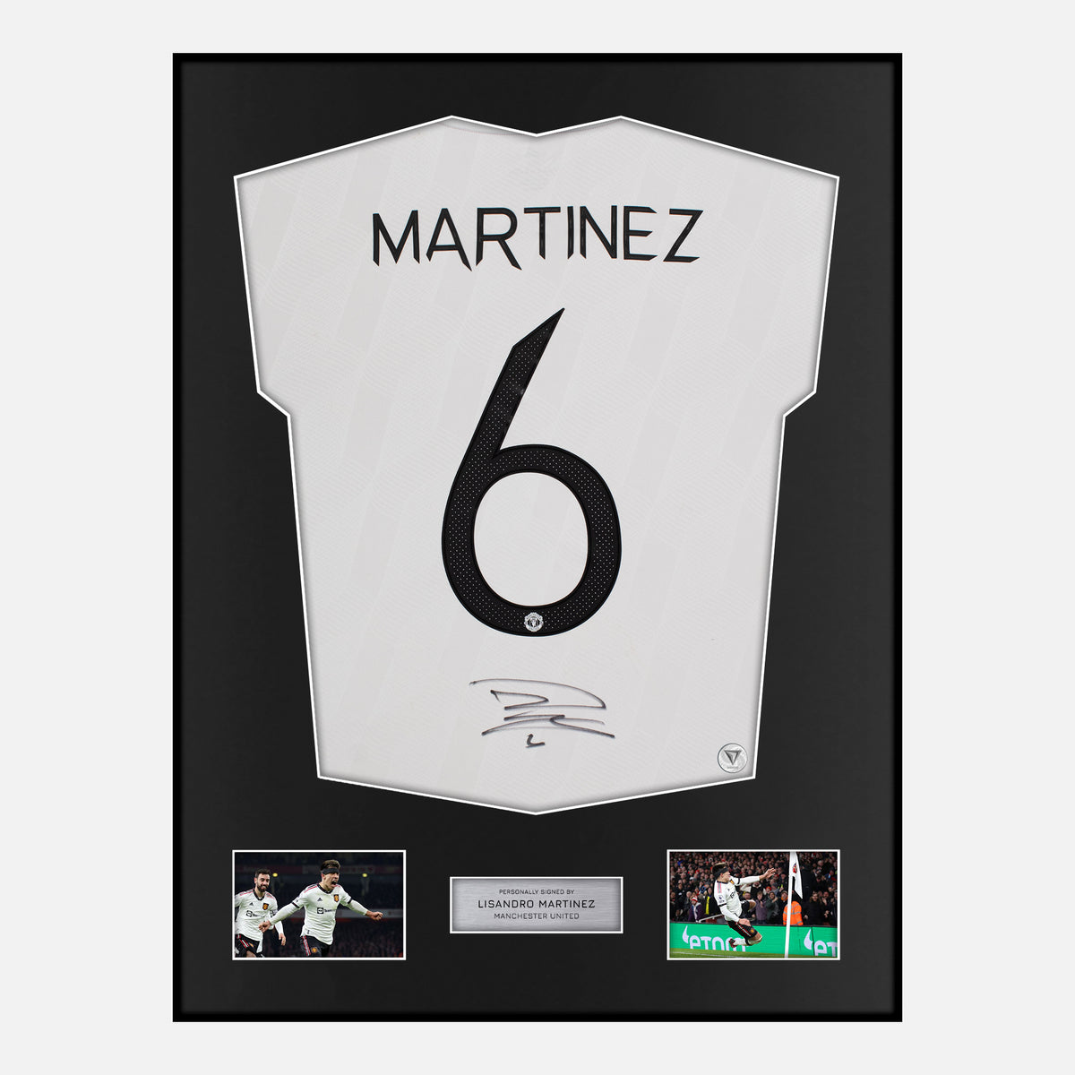 Framed Lisandro Martinez Signed Manchester United Shirt Away [Classic] — Verified autograph with NFC and certificate | The Vault