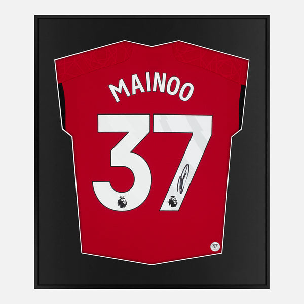 Framed Mainoo Signed Manchester United Shirt, Red Home [Lite]