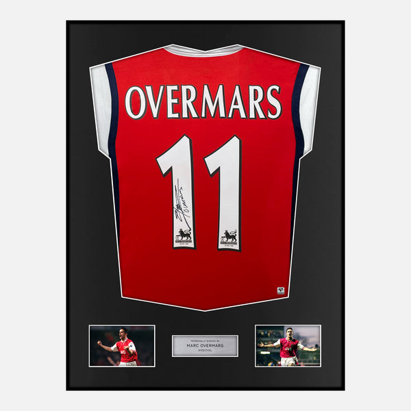 Framed Marc Overmars Signed Arsenal Shirt 1998-99 Home [Modern]