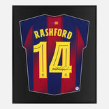 Framed Rashford Signed Shirt, Barcelona Home Jersey [Lite]