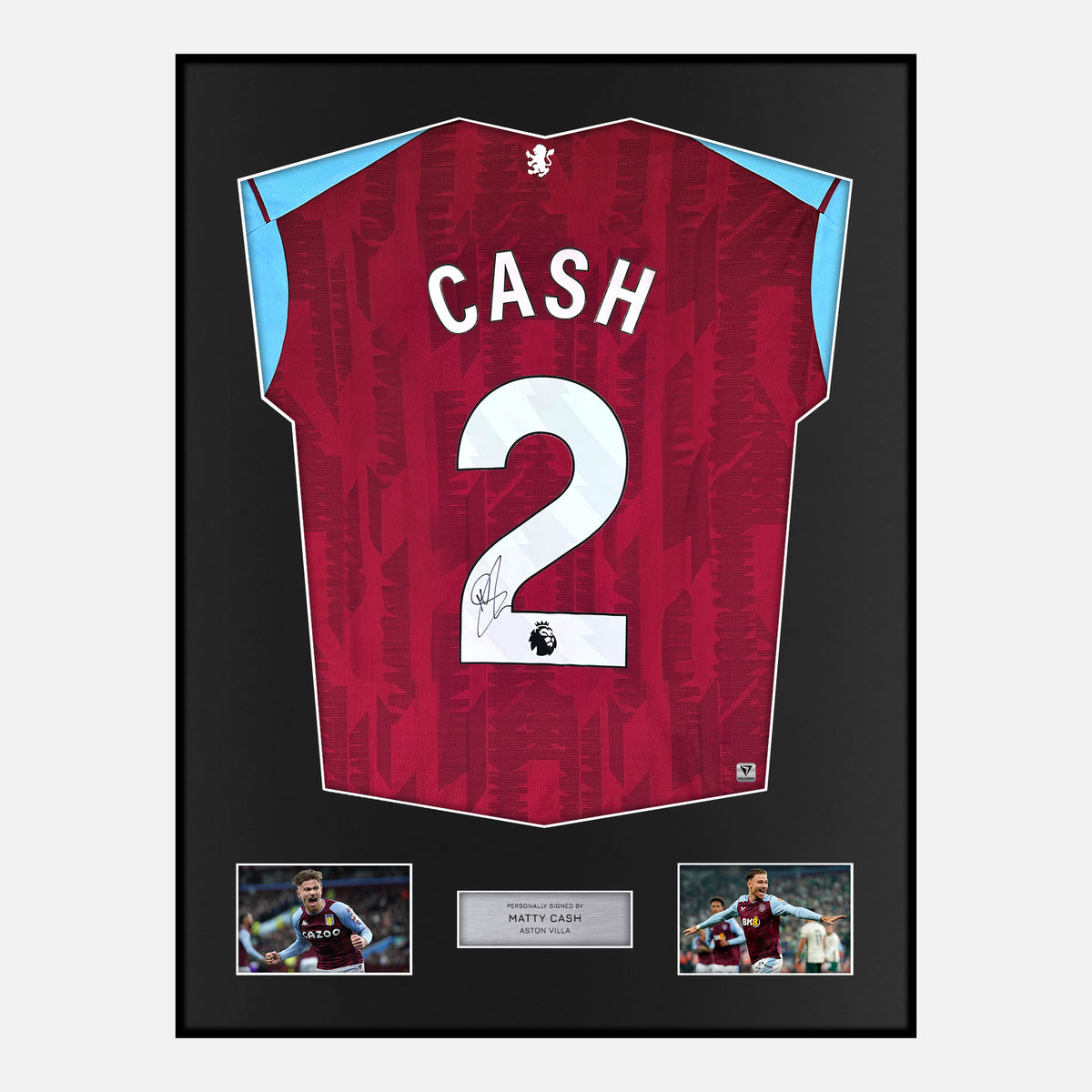 Framed Matty Cash Signed Aston Villa Shirt 2023-24 Home [Classic] — Verified autograph with NFC and certificate | The Vault