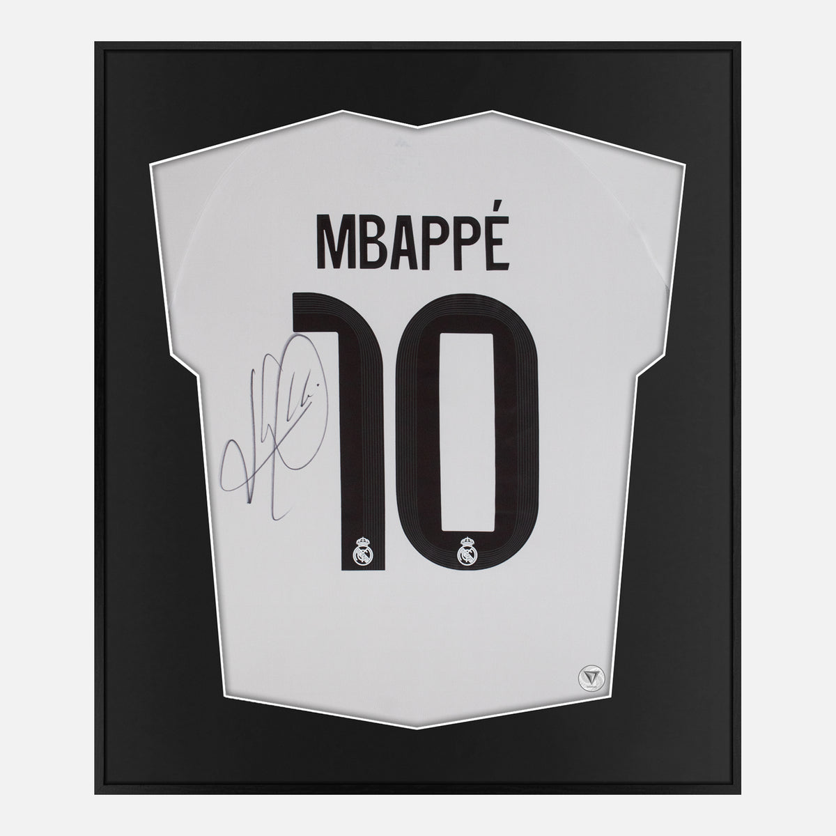 Framed Mbappe Signed Shirt, Real Madrid Home 10 Jersey [Lite] — Authentic signature with NFC and COA | The Vault