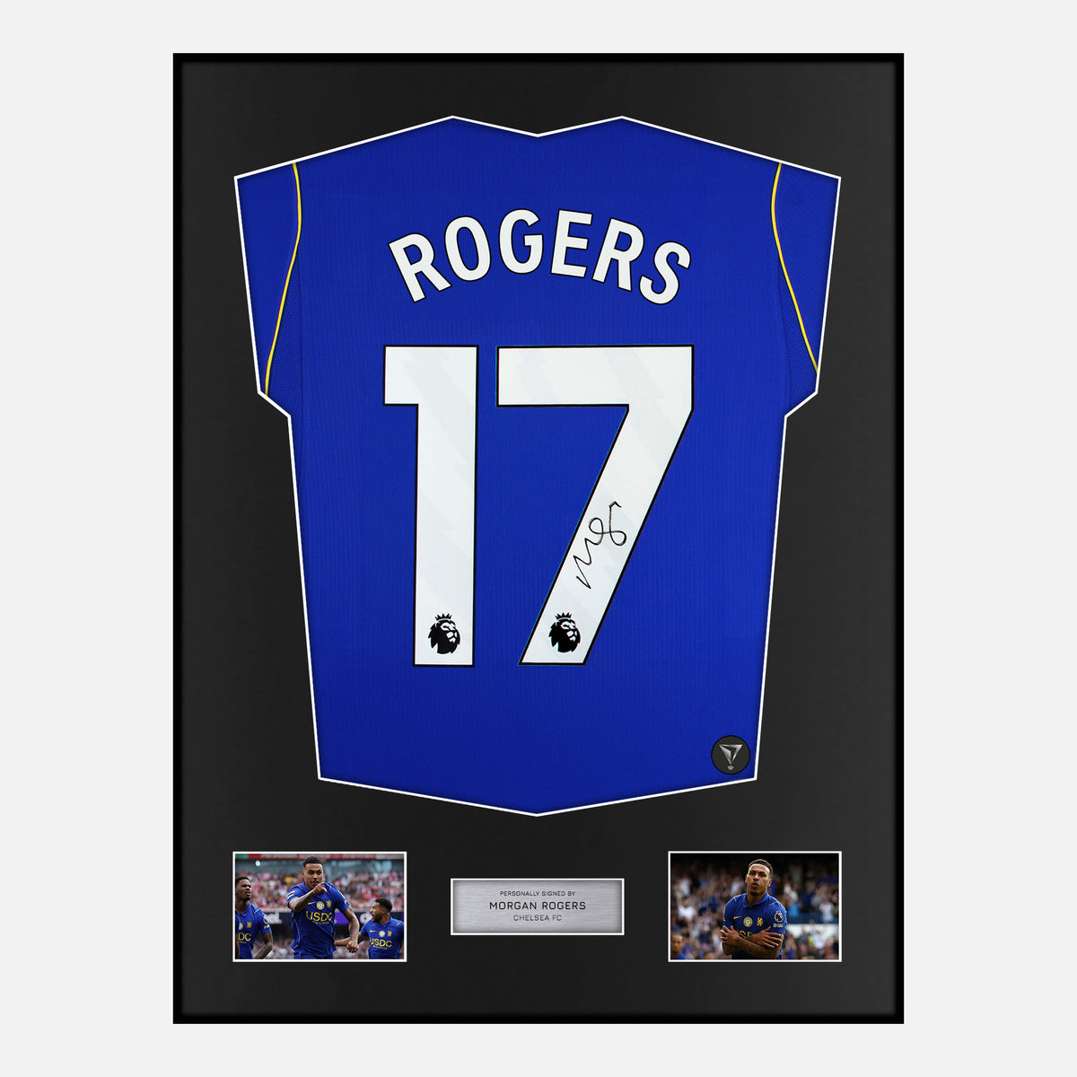 Framed Morgan Rogers Signed Chelsea Shirt Home 2026-27 [Classic] — Classic framed Chelsea shirt signed by Morgan Rogers | The Vault