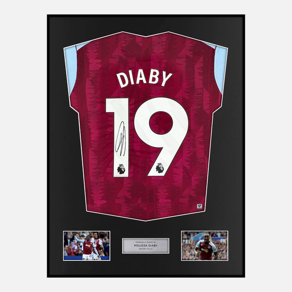 Framed Moussa Diaby Signed Aston Villa Shirt 2023-24 Home [Modern]