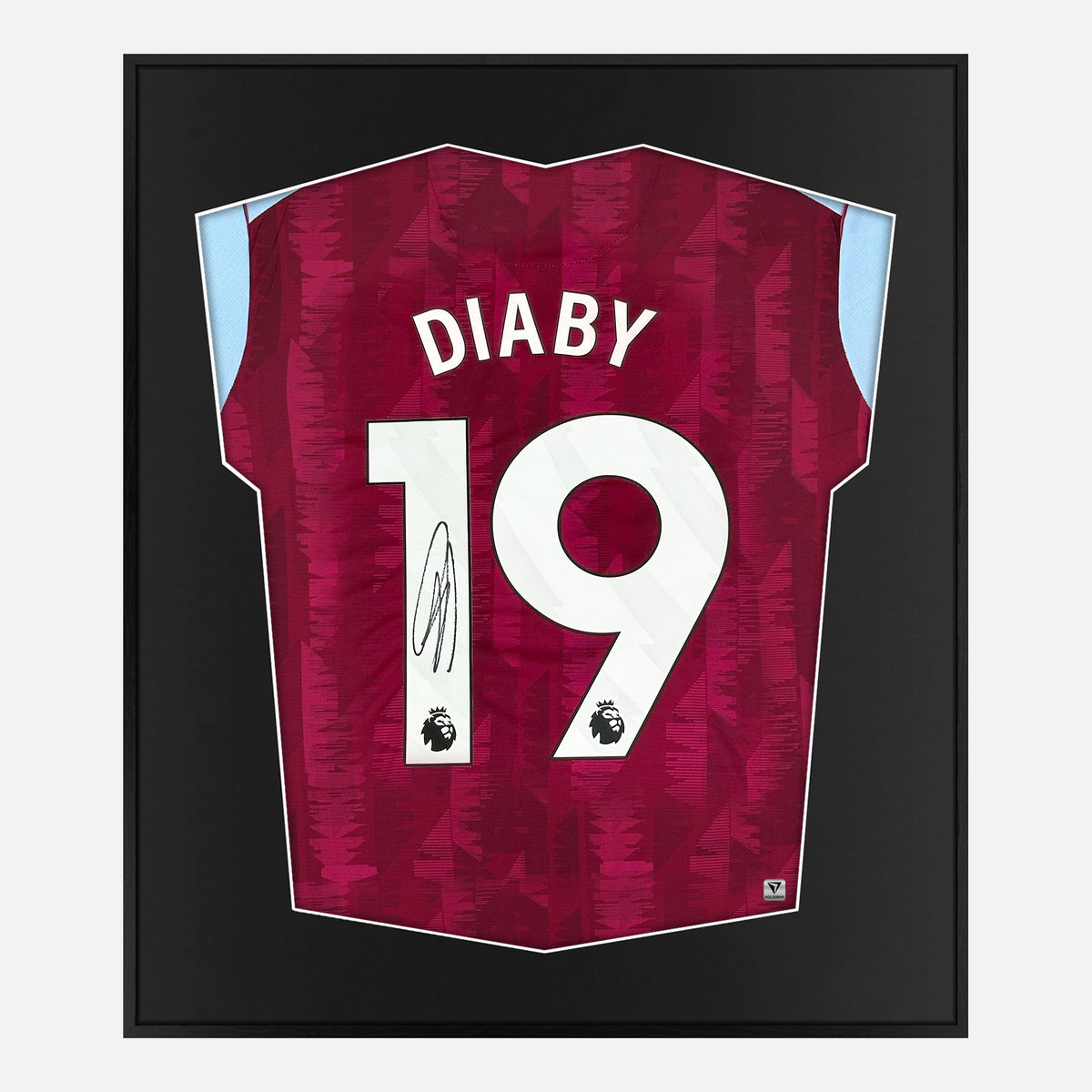 Framed Diaby Signed Aston Villa Shirt, New Home [Lite] — Authentic signature with NFC and COA | The Vault