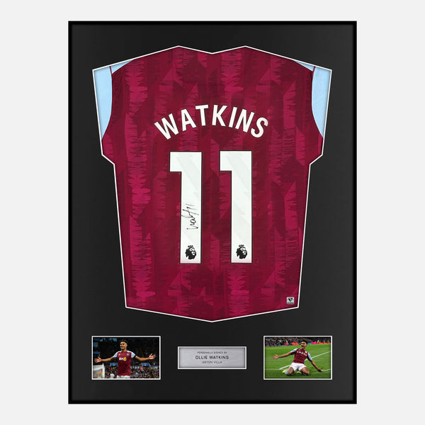 Framed Ollie Watkins Signed Aston Villa Shirt 2023-24 Home [Modern]