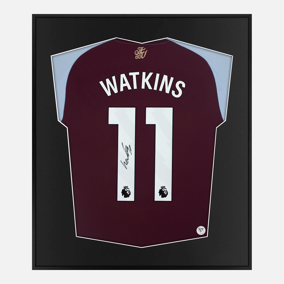 Framed Watkins Aston Villa Signed Shirt, Home [Lite] — Lite framed Aston Villa shirt signed by Ollie Watkins | The Vault