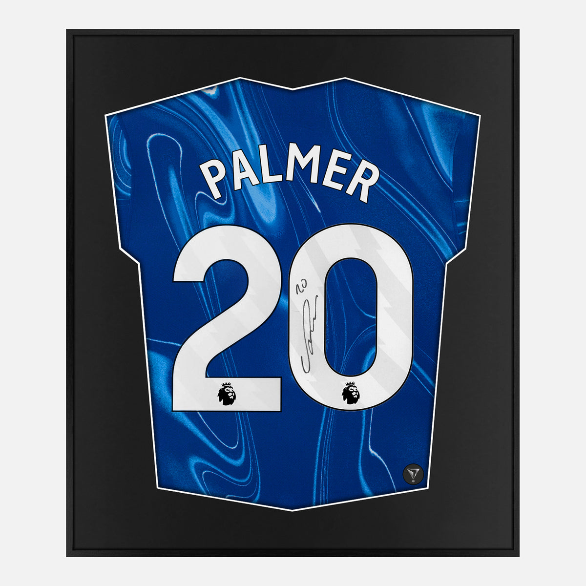 Framed Palmer Signed Shirt, Number 20, Chelsea Home [Lite] — Lite framed Chelsea shirt signed by Cole Palmer | The Vault
