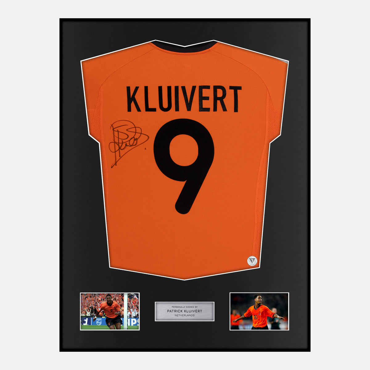 Framed Patrick Kluivert Signed Netherlands Shirt Euro 2000 [Classic] — Verified autograph with NFC and certificate | The Vault