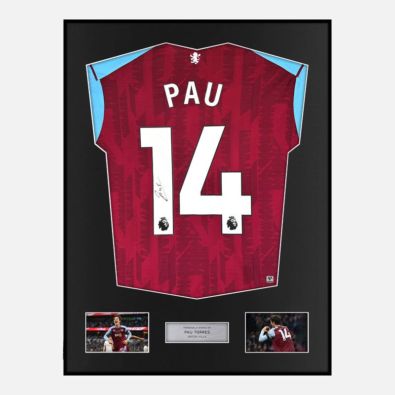 Framed Pau Torres Signed Aston Villa Shirt 2023-24 Home [Modern]