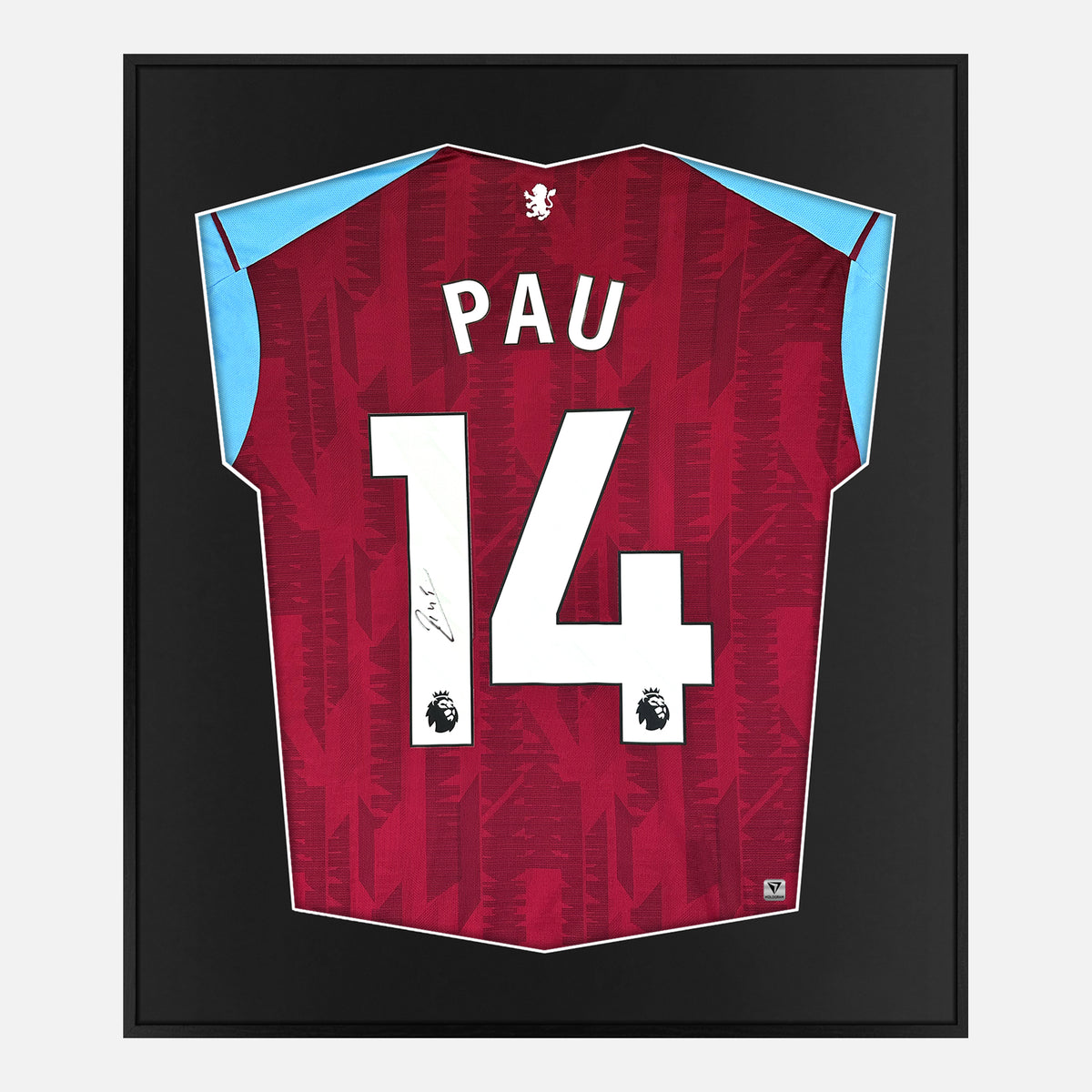 Framed Pau Torres Signed Aston Villa Shirt, Number 14 [Lite] — Authentic signature with NFC and COA | The Vault
