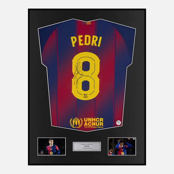 Framed Pedri Signed Barcelona Shirt 2025-26 Home [Classic]