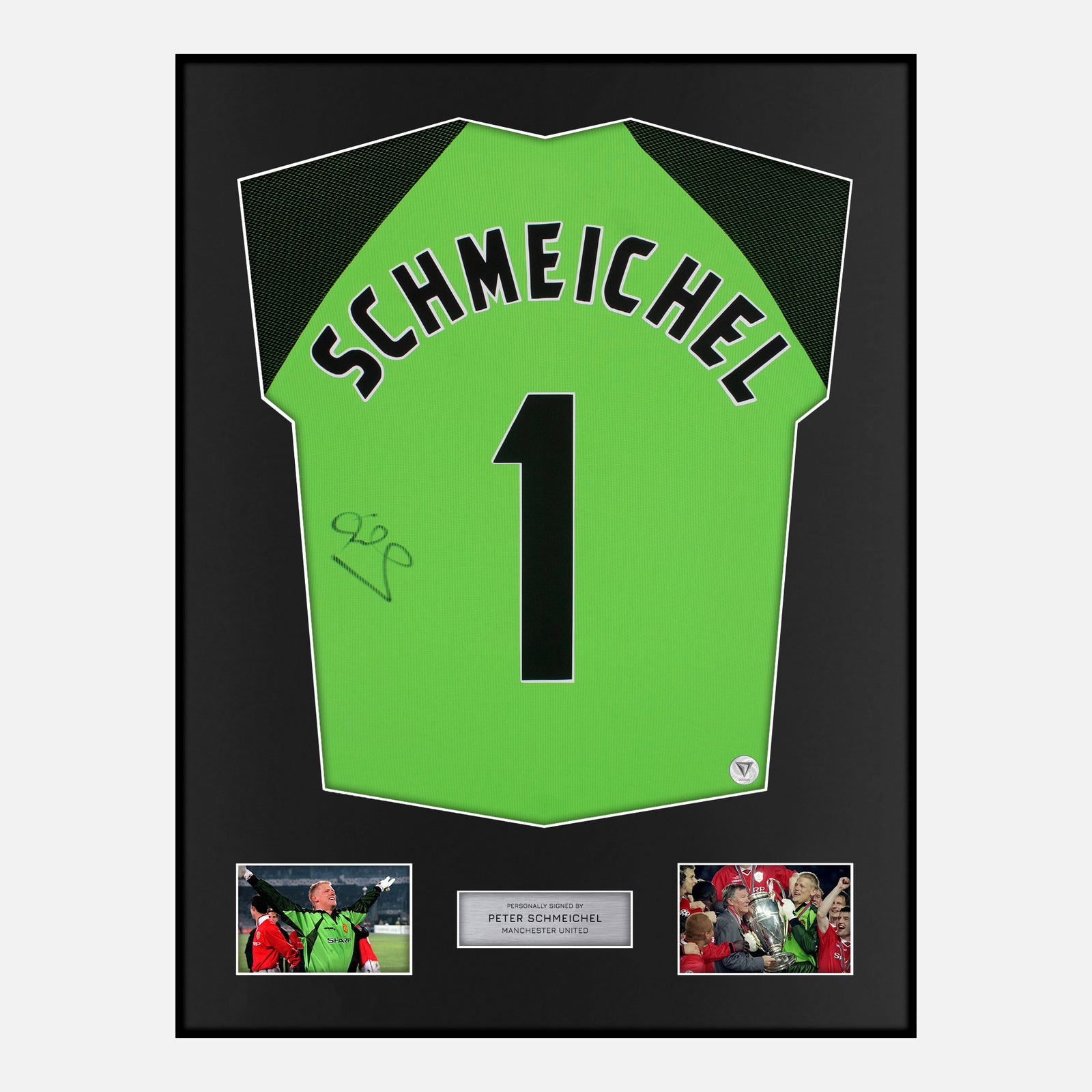 Framed Peter Schmeichel Signed Manchester United Shirt Goalkeeper 1999  [Classic]