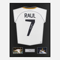 Framed Raul Signed Real Madrid Shirt 1999-00 Home [Classic]