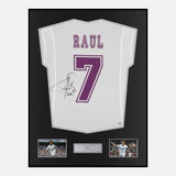 Framed Raul Signed Real Madrid Shirt 1997-98 Home [Classic]
