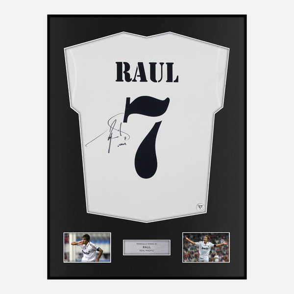 Framed Raul Signed Real Madrid Shirt Home [Classic]