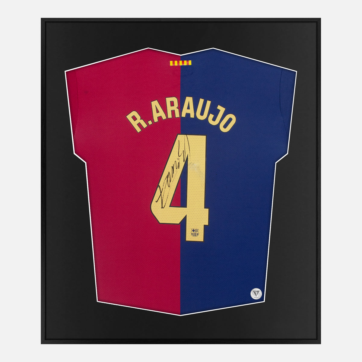Framed Araujo Signed Shirt, Barcelona Home Kit [Lite] — Authentic signature with NFC and COA | The Vault