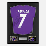 Framed Cristiano Ronaldo Signed Real Madrid Shirt Purple 2016-17 [Classic]