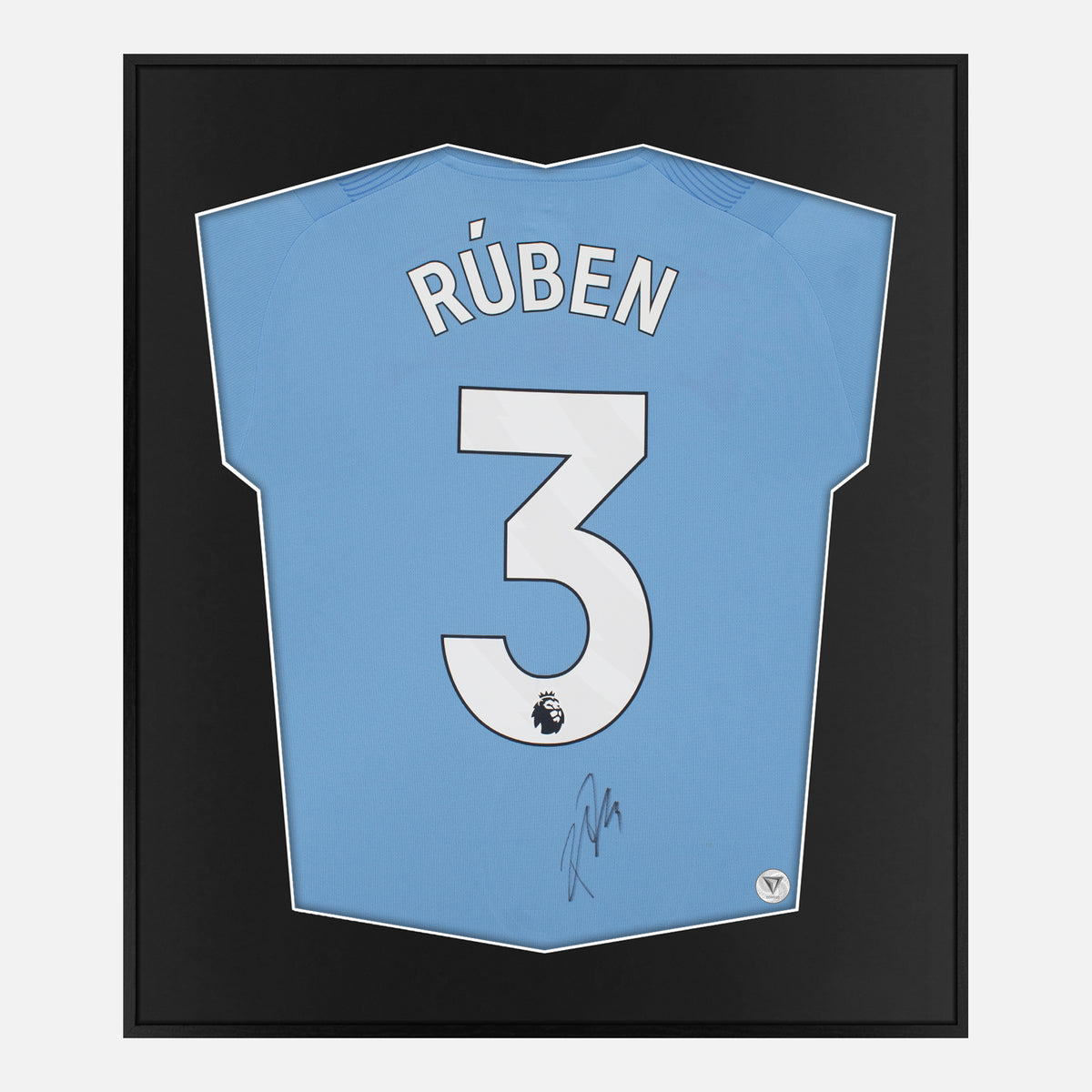 Framed Ruben Dias Signed Shirt, Man City Home New [Lite] — Authentic signature with NFC and COA | The Vault
