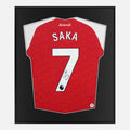Framed Saka Signed Arsenal Shirt, Red Home 7 [Lite]