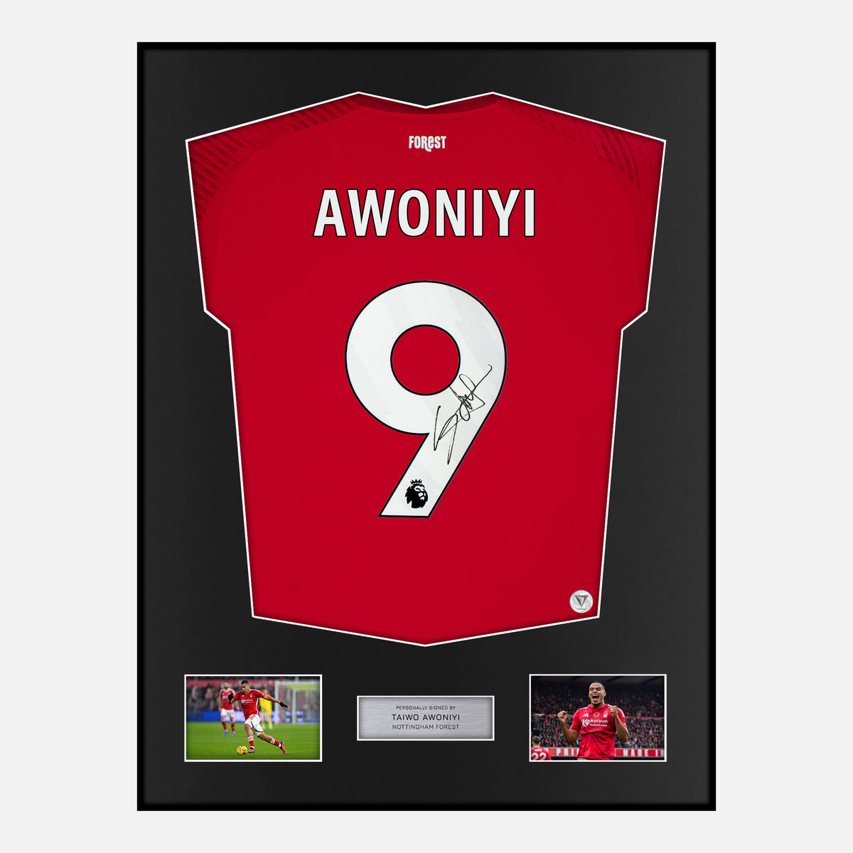 Framed Taiwo Awoniyi Signed Nottingham Forest Shirt 2024-25 Home [Classic] — Verified autograph with NFC and certificate | The Vault