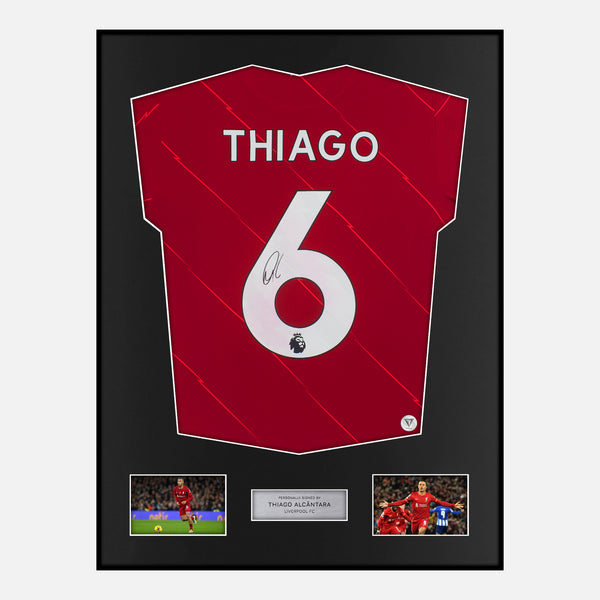 Framed Thiago Alcântara Signed Liverpool Shirt 2021-22 Home [Classic]
