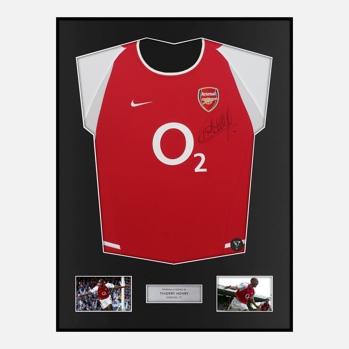 Framed Thierry Henry Signed Arsenal Shirt Home 2002-04 [Classic] — Classic framed Arsenal shirt signed by Thierry Henry | The Vault