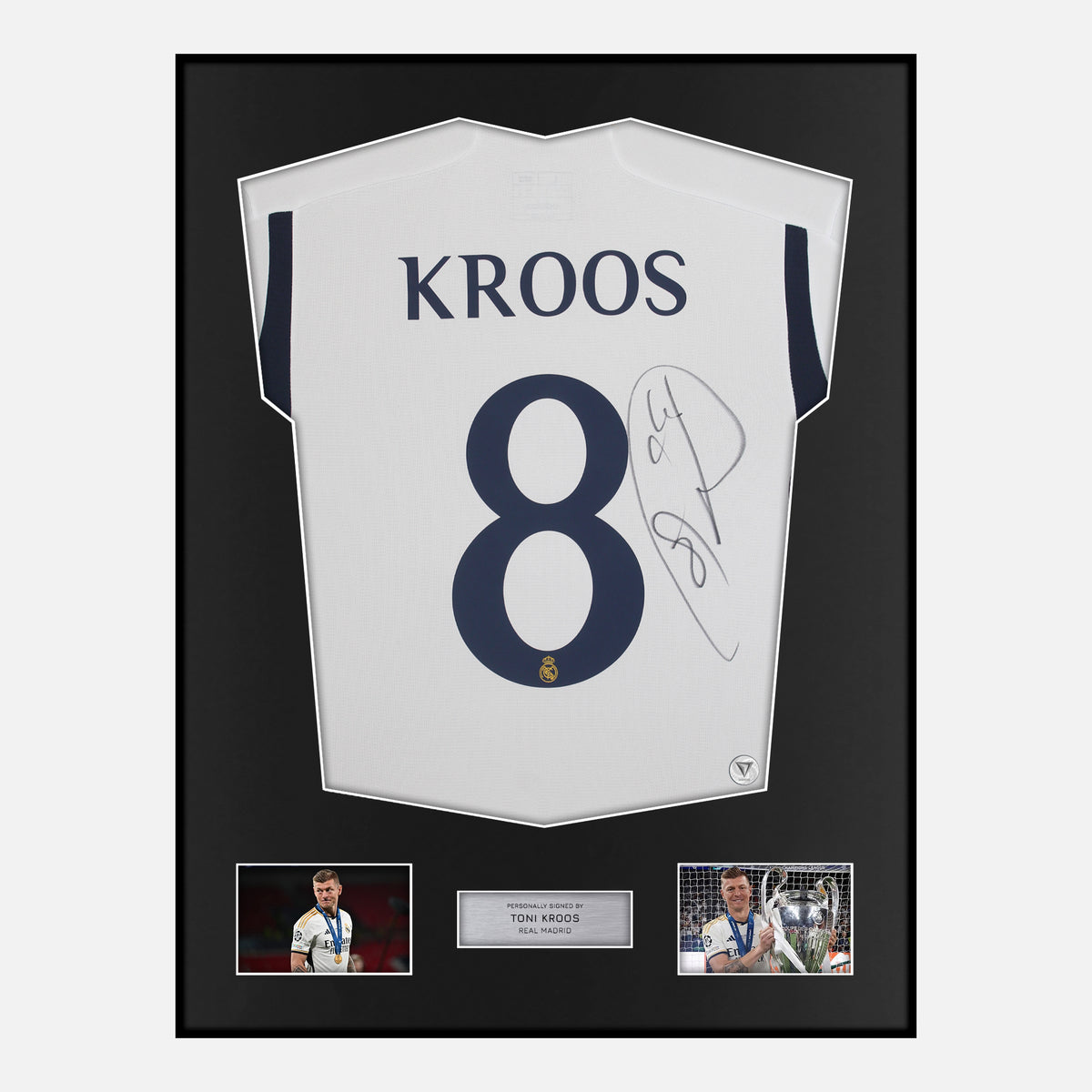 Framed Toni Kroos Signed Real Madrid Shirt 2023-24 Home [Classic] — Displaying your Toni Kroos framed shirts [signed] | The Vault