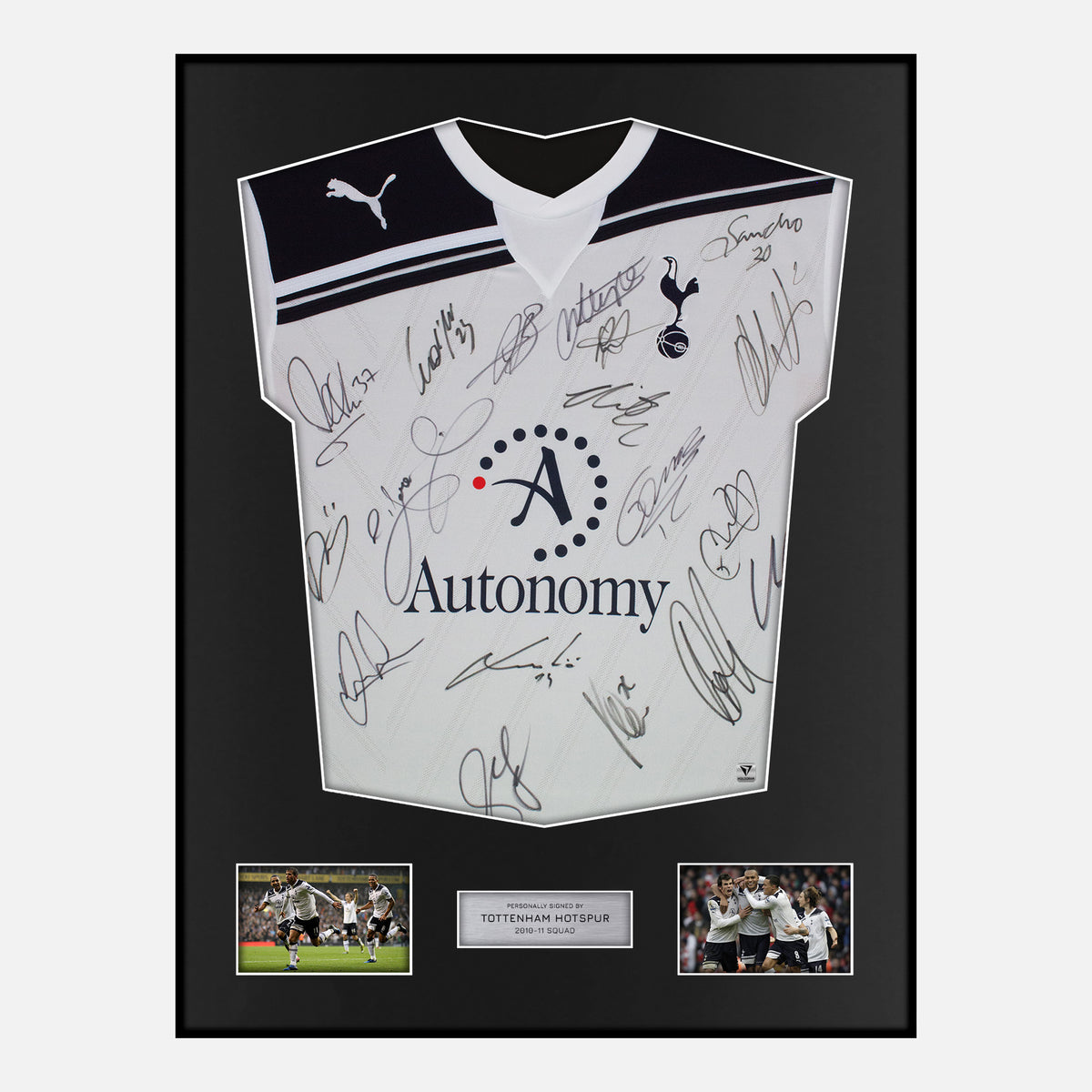 Framed Squad Signed Tottenham Hotspur Shirt 2010-11 Home [Classic] — Verified autograph with NFC and certificate | The Vault