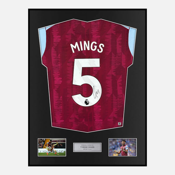 Framed Tyrone Mings Signed Aston Villa Shirt 2023-24 Home [Modern]