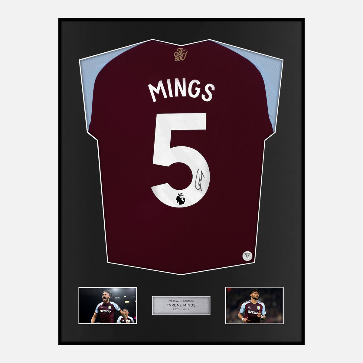 Framed Tyrone Mings Signed Aston Villa Shirt 2023-24 Home [Classic] — Classic framed Aston Villa shirt signed by Tyrone Mings | The Vault