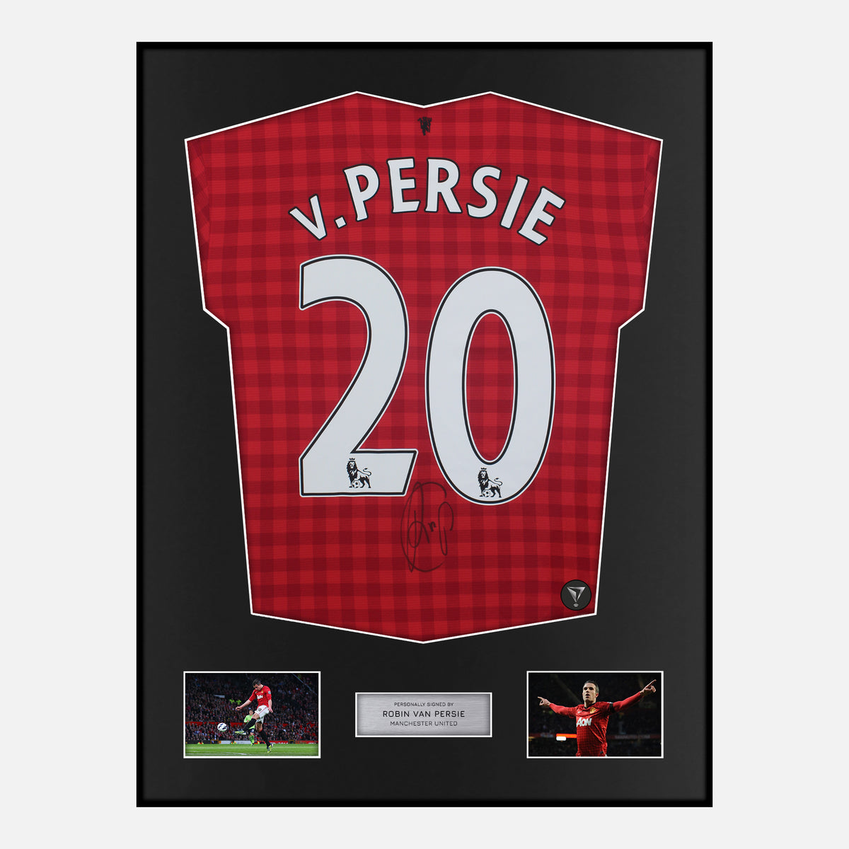 Framed Robin Van Persie Signed Manchester United Shirt Home 2012-13 [Classic] — Classic framed Manchester United shirt signed by Robin Van Persie | The Vault