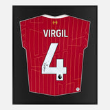Framed Van Dijk Signed Shirt, Liverpool Home [Lite]
