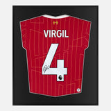 Framed Van Dijk Signed Shirt, Liverpool Red Home [Lite]