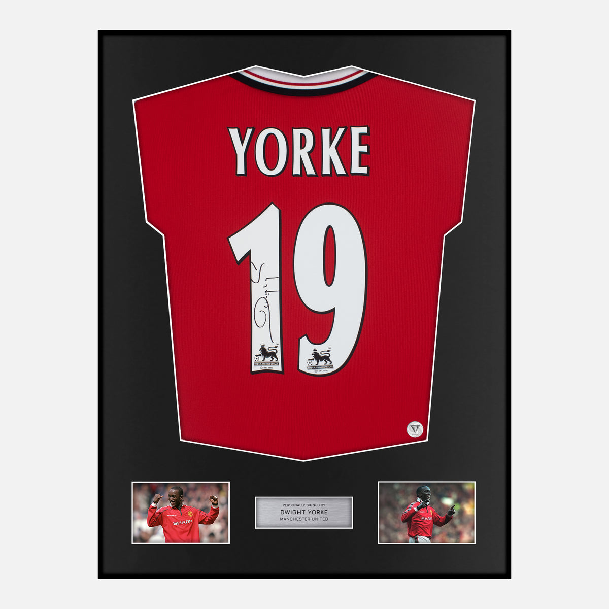 Framed Dwight Yorke Signed Manchester United Shirt 1999 Treble [Classic] — Verified autograph with NFC and certificate | The Vault