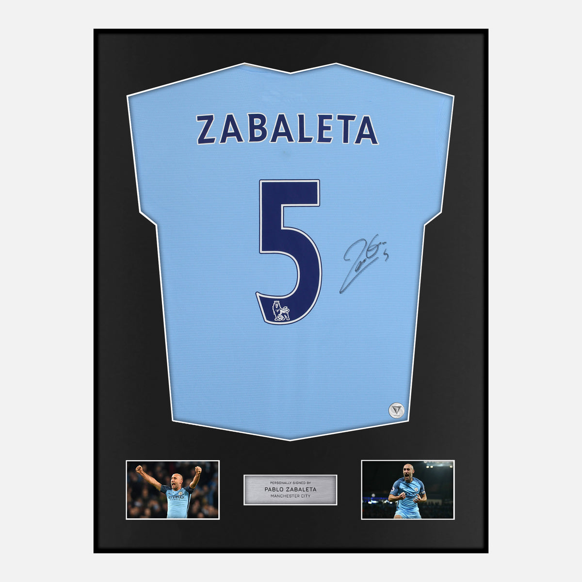 Framed Pablo Zabaleta Signed Manchester City Shirt 2013-14 Home [Classic] — Verified autograph with NFC and certificate | The Vault