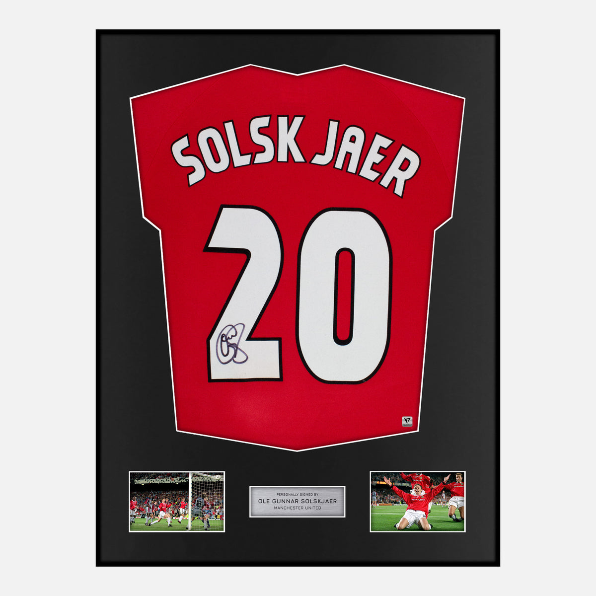 Framed Solskjaer Signed Manchester United Shirt 1999 Treble CL Final [Classic] — Verified autograph with NFC and certificate | The Vault