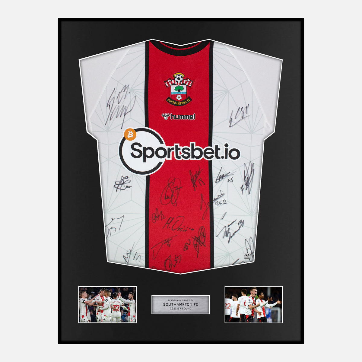 Framed Squad Signed Southampton Shirt 2022-23 Home [Classic] — Verified autograph with NFC and certificate | The Vault