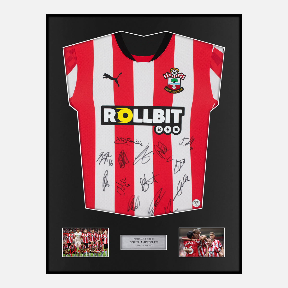 Framed Squad Signed Southampton Shirt 2024-25 Home [Classic] — Verified autograph with NFC and certificate | The Vault