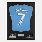 Framed Raheem Sterling Signed Manchester City Shirt 2021-22 Home [Classic]