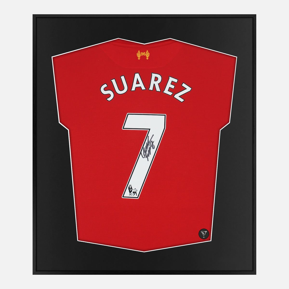Framed Luis Suárez Signed Shirt, Liverpool Home [Lite] — Lite framed Liverpool shirt signed by Luis Suárez | The Vault