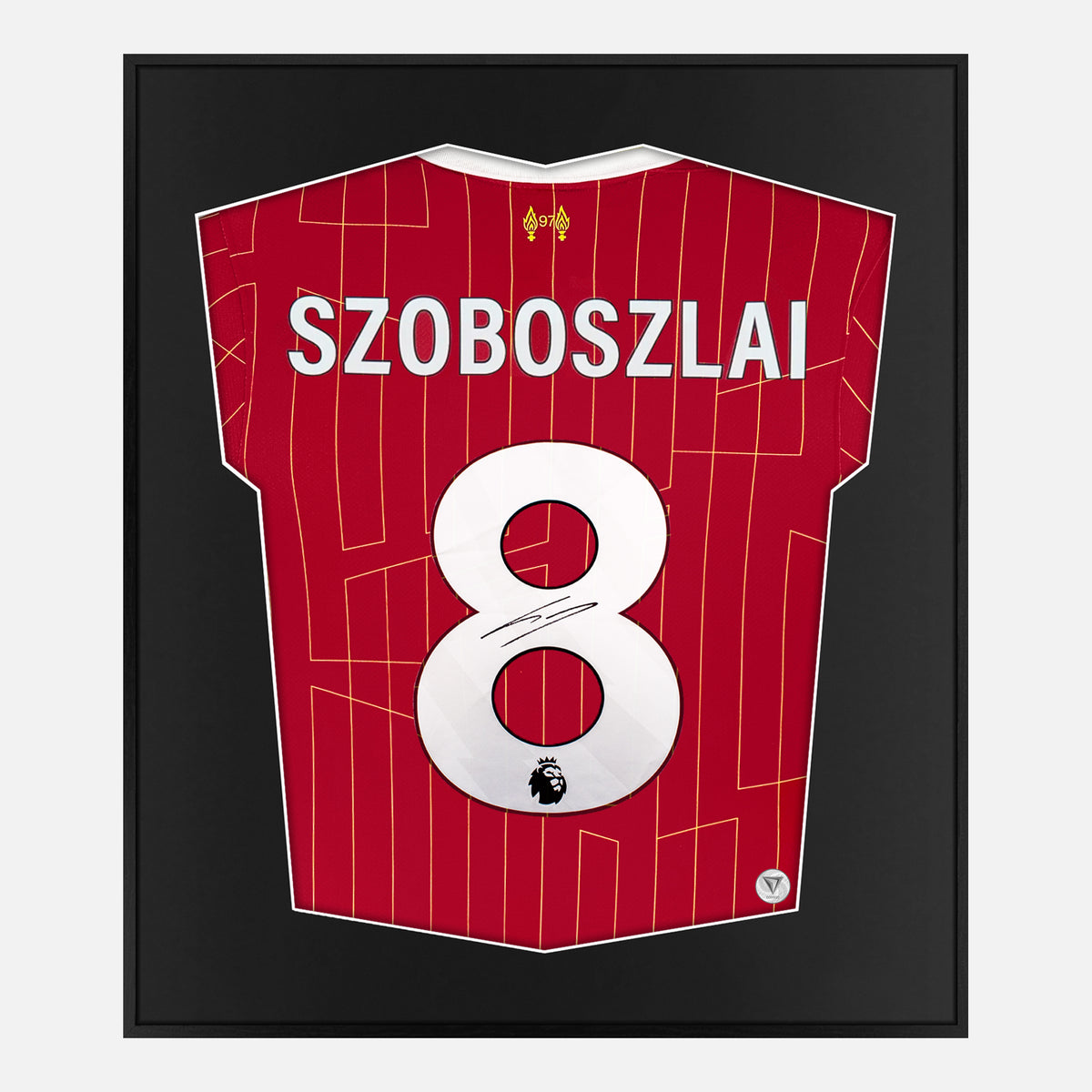 Framed Dominik Szoboszlai Signed Liverpool Shirt 2024-25 Home [Lite] — Authentic signature with NFC and COA | The Vault